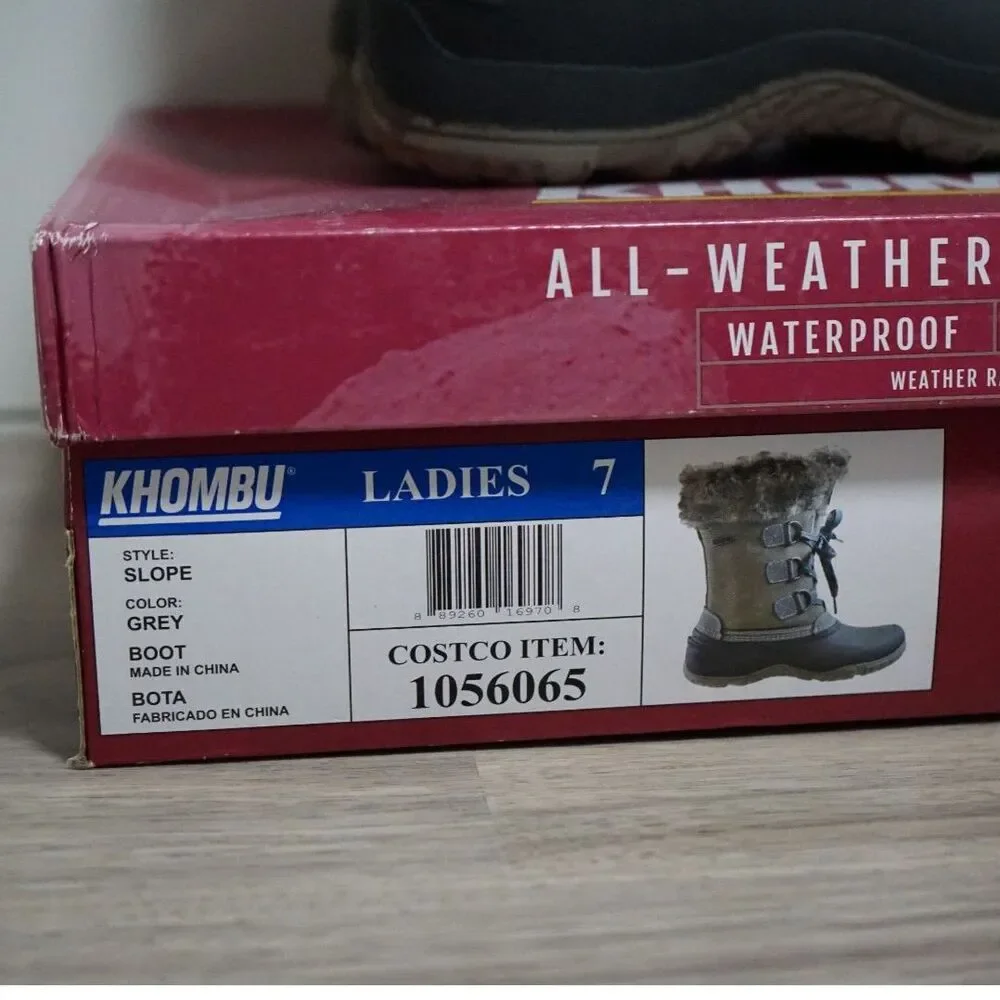 Khombu Gray All Weather All Terrain Waterproof Slope Boots Size 7